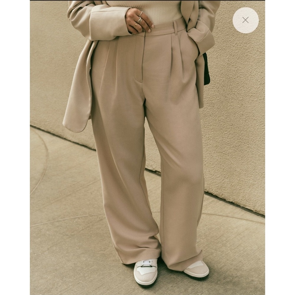 Abercrombie Curve Love Sloane‎ Wide Leg Pants 33 Long Taupe Beige High Rise New